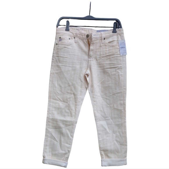 AG Adriano Goldschmied Prima Crop Cigarette Jeans Beige 22.5" Inseam Size 27 NWT - Picture 1 of 4